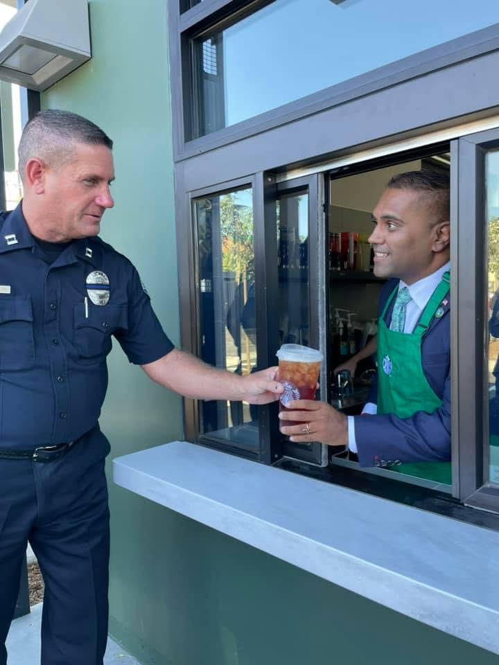Nitesh Patel with the police chief